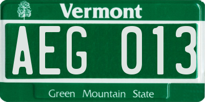 VT license plate AEG013