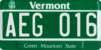 VT license plate AEG016