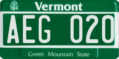 VT license plate AEG020