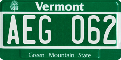 VT license plate AEG062