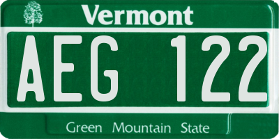 VT license plate AEG122