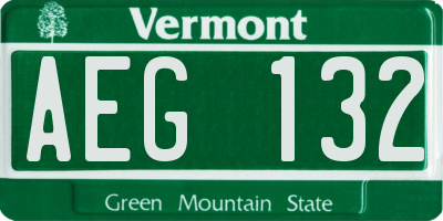 VT license plate AEG132