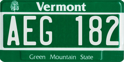 VT license plate AEG182