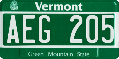 VT license plate AEG205