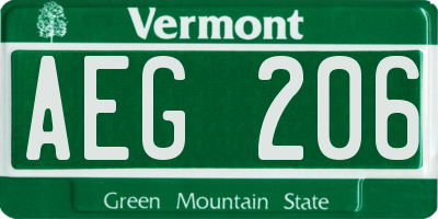 VT license plate AEG206