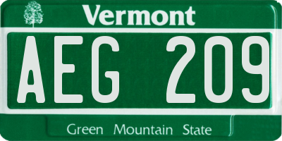 VT license plate AEG209