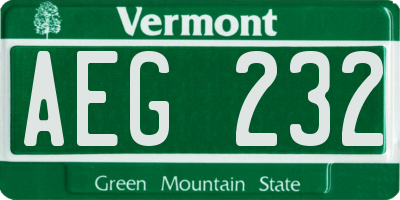 VT license plate AEG232