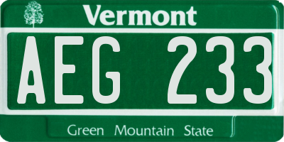 VT license plate AEG233
