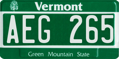 VT license plate AEG265