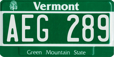 VT license plate AEG289