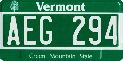 VT license plate AEG294