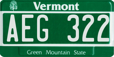 VT license plate AEG322