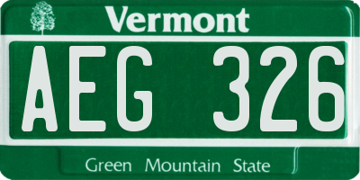 VT license plate AEG326