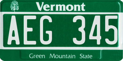 VT license plate AEG345