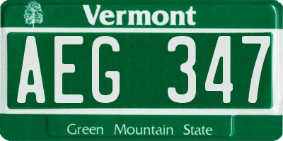 VT license plate AEG347