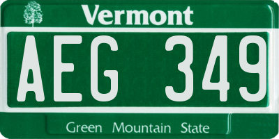 VT license plate AEG349