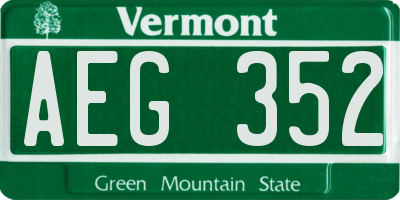 VT license plate AEG352