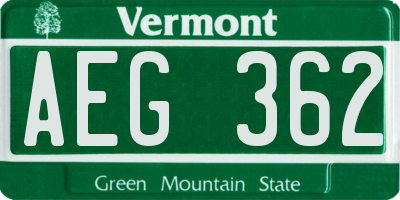 VT license plate AEG362