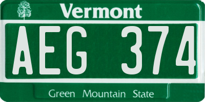 VT license plate AEG374