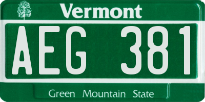 VT license plate AEG381