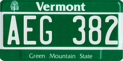 VT license plate AEG382