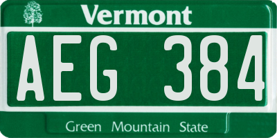 VT license plate AEG384
