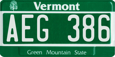 VT license plate AEG386