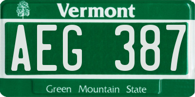 VT license plate AEG387