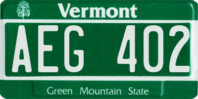 VT license plate AEG402