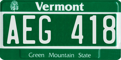 VT license plate AEG418