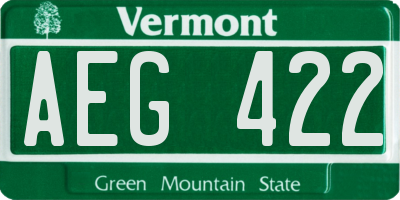 VT license plate AEG422
