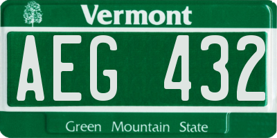 VT license plate AEG432