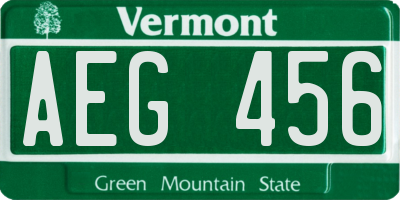 VT license plate AEG456