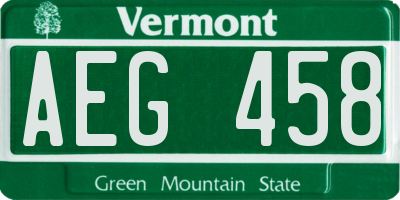 VT license plate AEG458