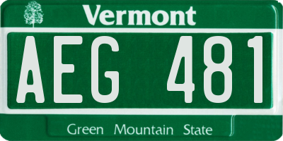 VT license plate AEG481
