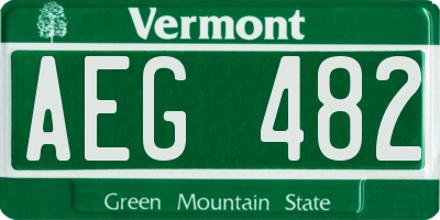 VT license plate AEG482