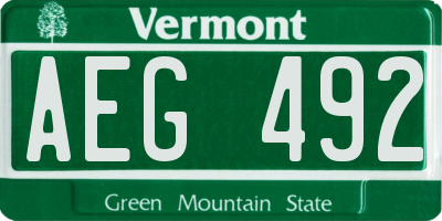 VT license plate AEG492