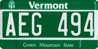VT license plate AEG494