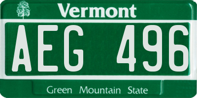 VT license plate AEG496