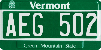 VT license plate AEG502