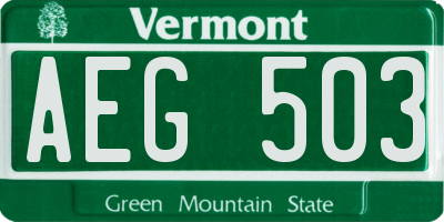 VT license plate AEG503