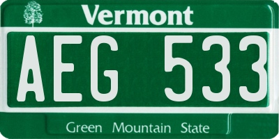 VT license plate AEG533