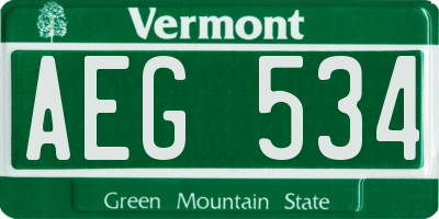 VT license plate AEG534