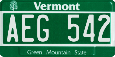 VT license plate AEG542