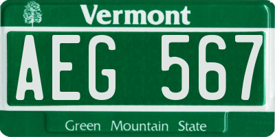 VT license plate AEG567
