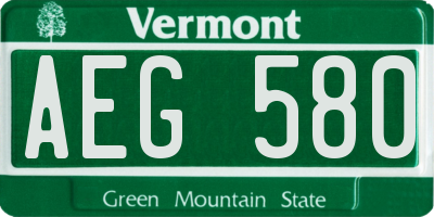 VT license plate AEG580