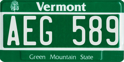 VT license plate AEG589