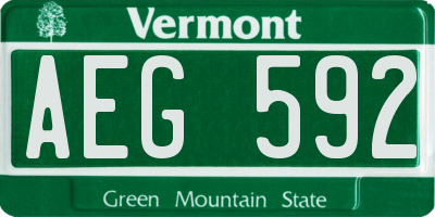 VT license plate AEG592