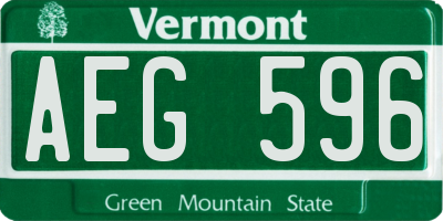 VT license plate AEG596