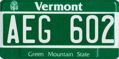 VT license plate AEG602